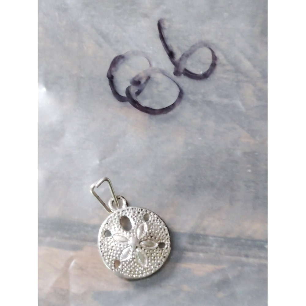 Sterling Silver Sand Dollar Pendant Charm Textured 925 Vintage Beach Jewelry